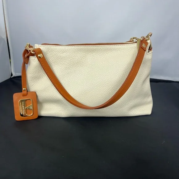 Valentina Cream and Tan Leather Women\'s Bag Valentina cream pebbled leather two-way | Mercari main image 4